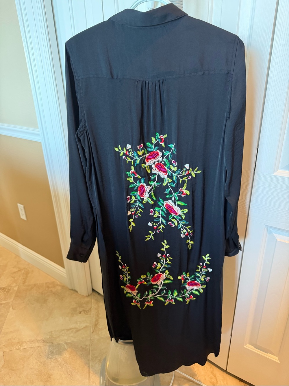 Philosophy Multicolor Abstract Print Long Sleeve Blouse - Pink, Blue, Green